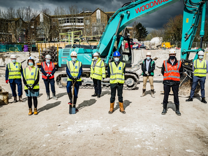 Marking the start of the Dorset County Hospital multi-storey car park construction